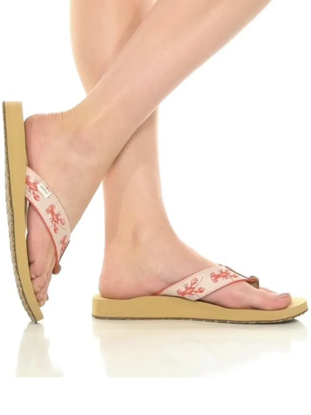 L.L.Bean x Sara Fitz Maine Isle Lobster Flip-Flops Size 10